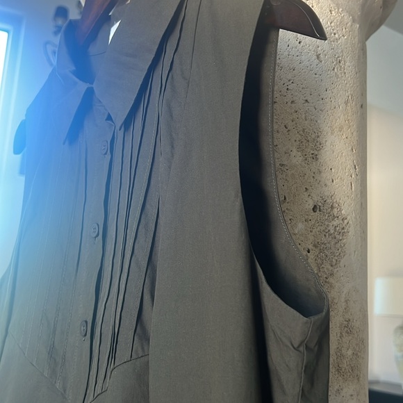 Corinne Shirtdress Khaki Size M A-line Sleeveless Buttonup Poplin Maxi Dress - Picture 11 of 17